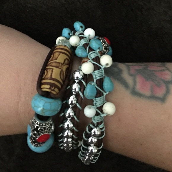 3-WRAP BOHO🥰HANDMADE GENUINE LEATHER BRACELET - Picture 3 of 8